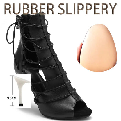 Women High Quality Black Heels Party Stilettos Jazz Dance Ballroom Suede Sole Customizable Latin Dancing Booties Plus Size