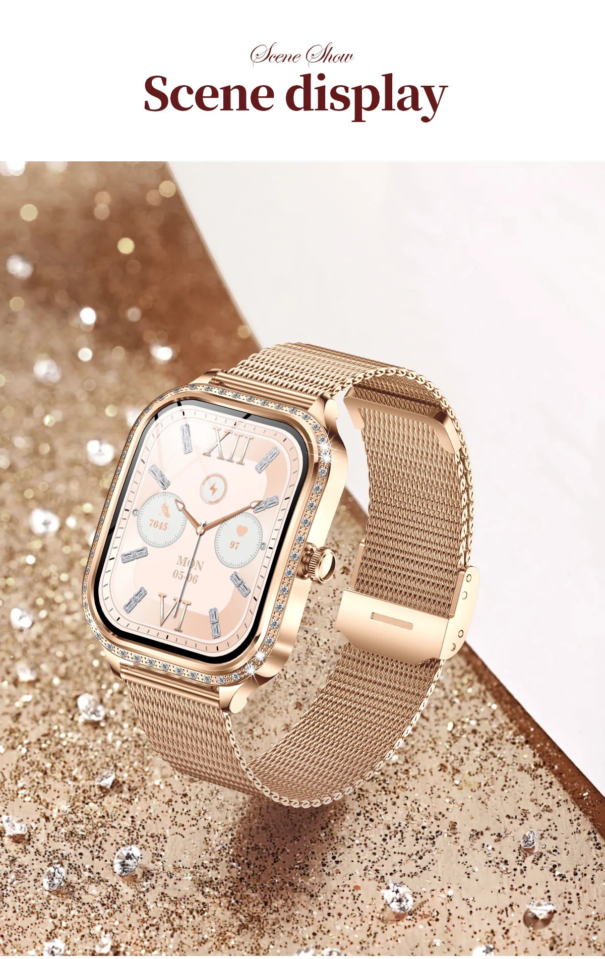 New Fashion Women's Smart Watch Heart Rate 1.75 Inch 240*296 HD Screen Diamond Watch Bluetooth Call Waterproof SmartWatch Ladies