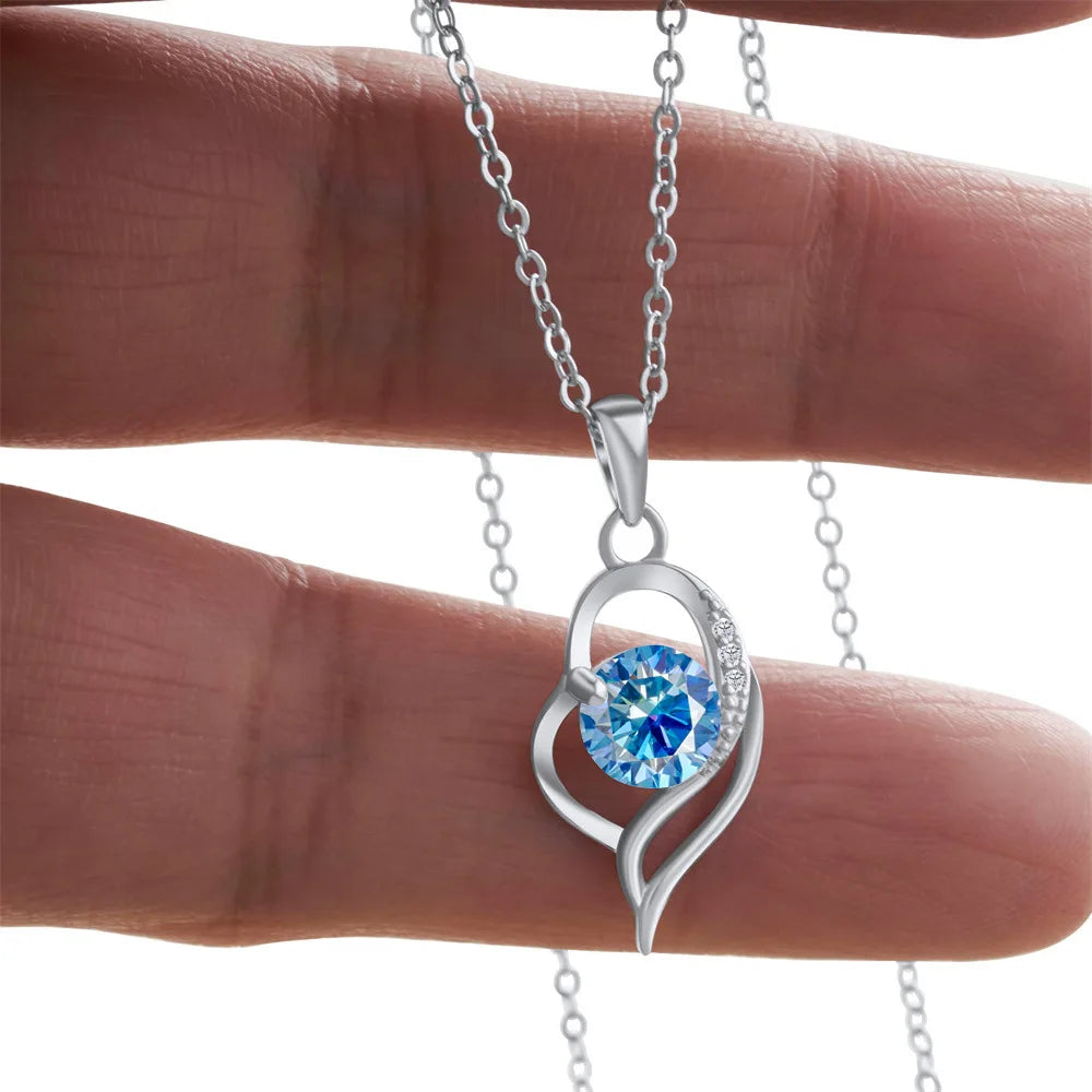 Butterflykiss 925 Sterling Silver Open Heart Pendant Necklace D VVS1 Round Cut Moissanite Love Charm Necklace For Women