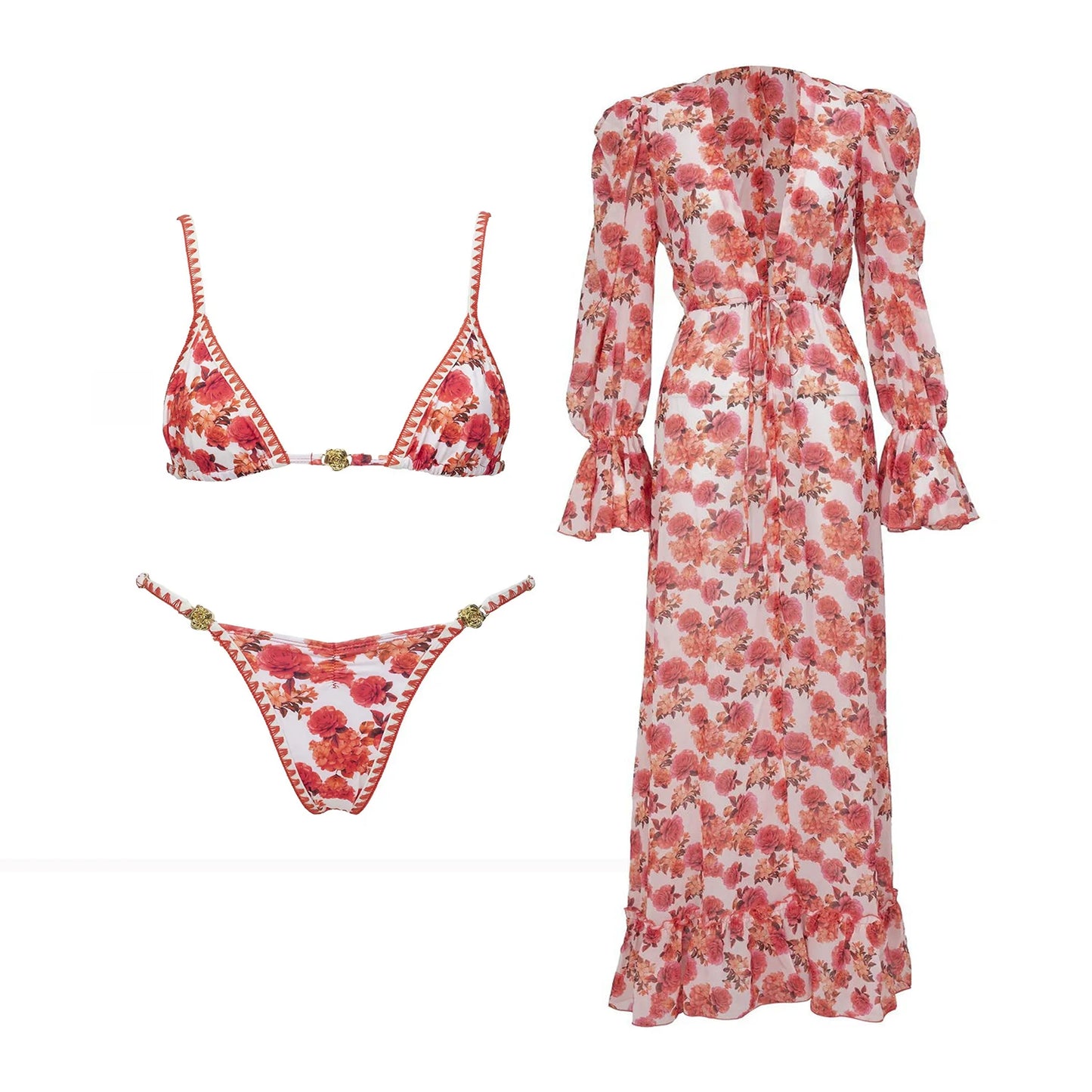 3Pcs Micro Bikini 2026 New Swimwear Women Swimsuit Sexy Brazilian Bikini Set Printed Thong Beachwear Bathing Suit Female Biquini