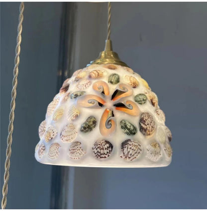 Glass Ceiling Chandelier Creative Sea Shell Lampshade Bedroom Bedside Hanging Lamp Interior Decoration Lighting Pendant Lights