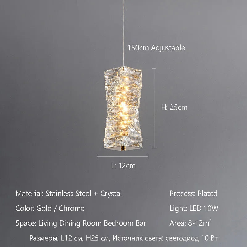 Luxury K9 Crystal Chandelier Dimmable Ceiling LED Pendant Lights Home Living Room Bedroom Indoor Atmosphere Decorative Lighting