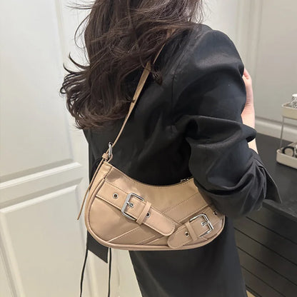 Y2K VintagePULeather WomenShoulderBag Small Crossbody Bag for Women Fashion Ladies Underarm Bag Clutch Purse Female Handbag