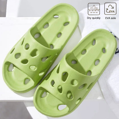 Bathroom House Cheese Slippers Light Weight Water Leaky Beach Flip Flop Non-slip Pool Swimming Aqua Shoes