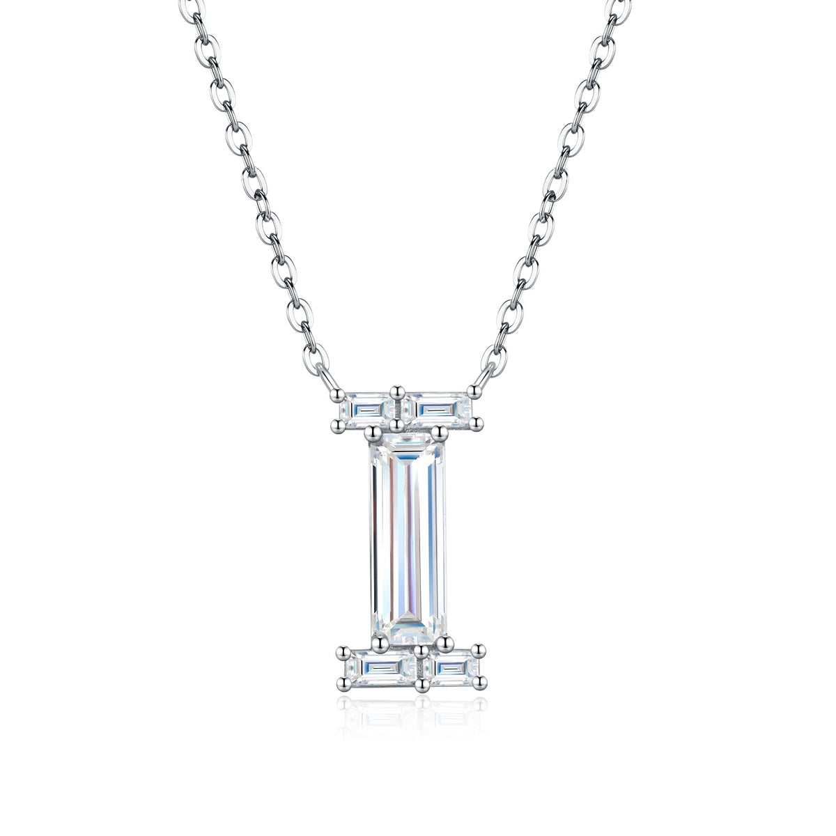 PureNew 26 Letter A-Z 4x12mm Moissanite Necklace For Women S925 Silver D Color 18k Plated Sparking Women's Moissanite Chain