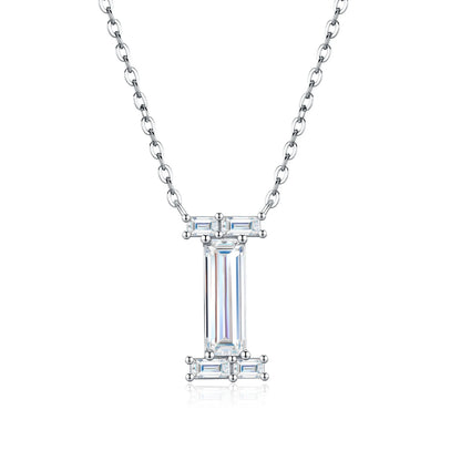 PureNew 26 Letter A-Z 4x12mm Moissanite Necklace For Women S925 Silver D Color 18k Plated Sparking Women's Moissanite Chain