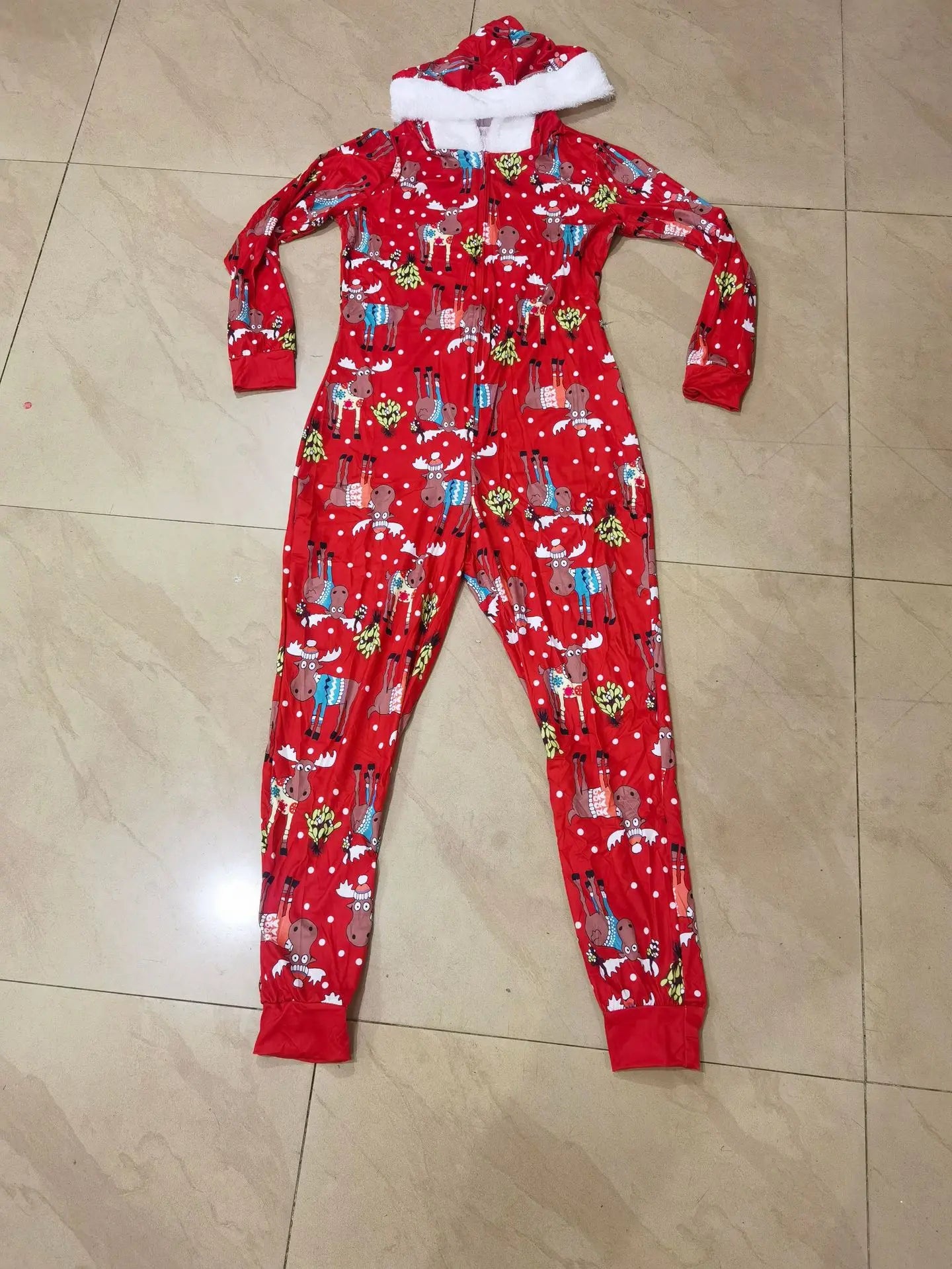 2024 Autumn Fashion Christmas New Women's jumpsuit Loose Elastic Elegant Stripe Fun Zipper Christmas Home Hoodie jumpsuit