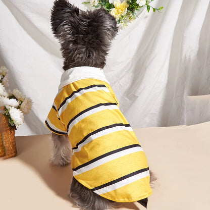 Sport Stripe Puppy Dog Polo Shirt Spring Autumn Pet Clothes for Small Dogs Schnauzer Maltese Bichon Pullovers Mascotas Clothing