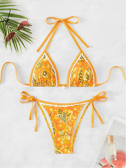2026 Halter String Triangle Two Piece Bikini Women Swimwear Female Swimsuit Bathers Bathing Swimming Suit Beachwear Summer