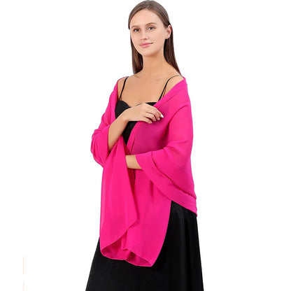 Pure Color Chiffon Shawls for Evening Dresses Women Wedding Evening Party Capes Scarves Summer Beach Towel Sunscreen Shawl