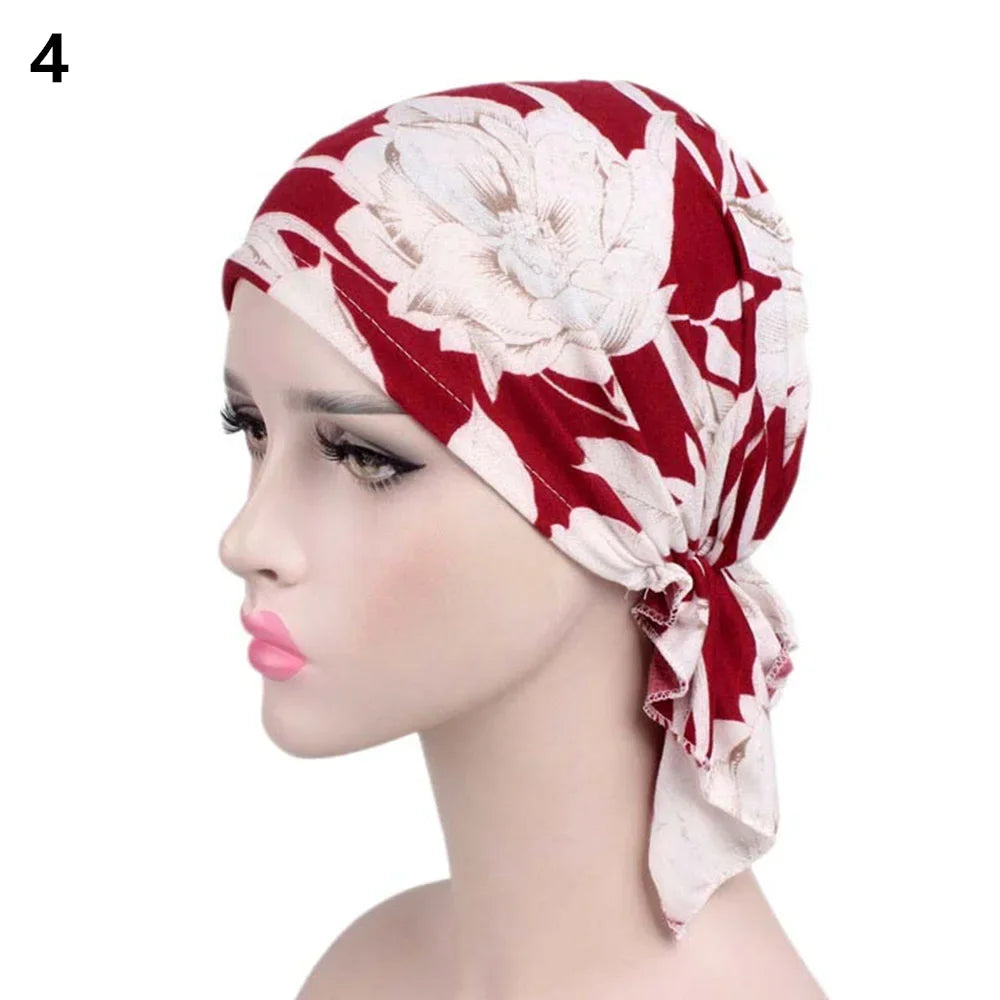 2020 NEW Fashion Women Flower Muslim Ruffle Cancer Chemo Hat Beanie Scarf Turban Head Wrap Cap Printed Headwear Lady Hats