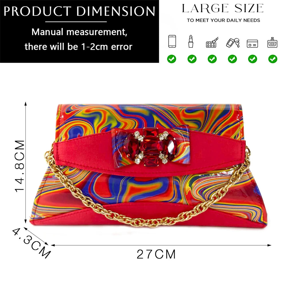 Venus Chan 2024 Fashion Purple Color Painted Rhinestones Elegant Peep Toe Sandals Shoes and Bag Set Italian Heels for Womens