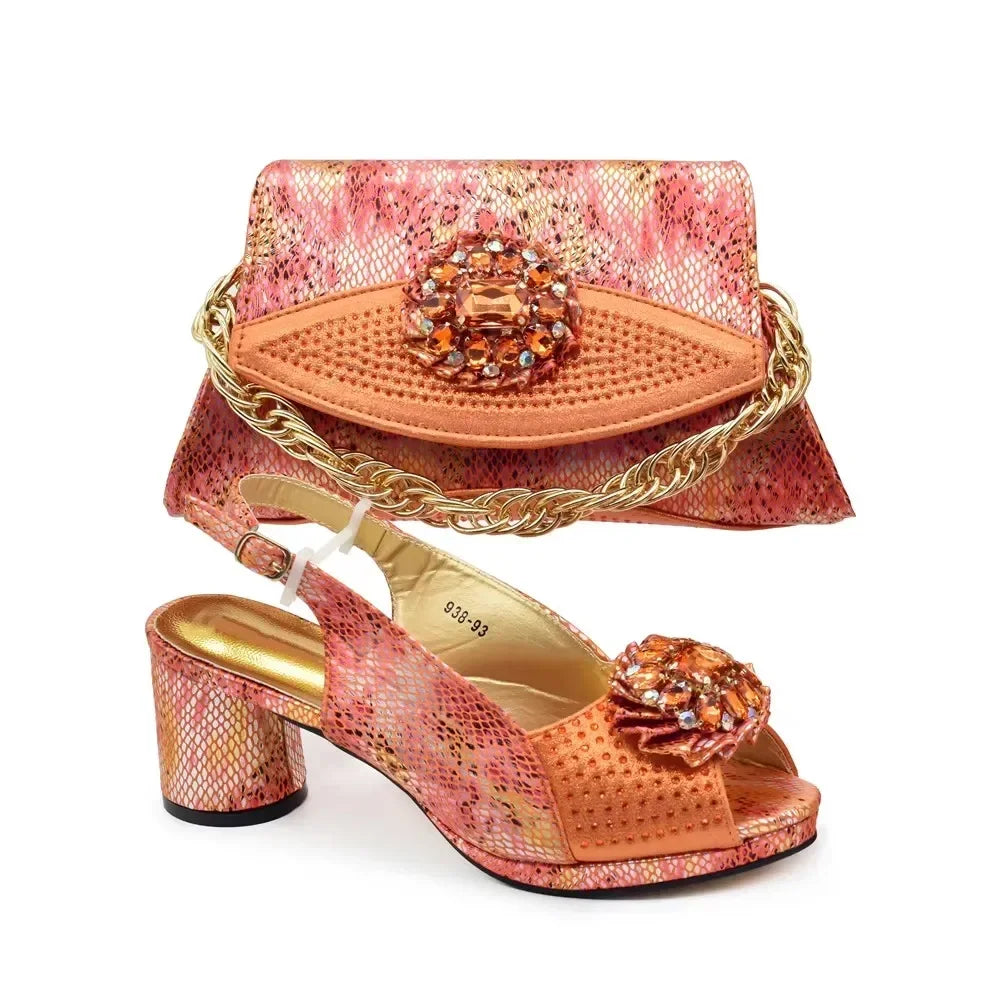 New Arrival Italian Shoes and Bags Matching Set 2024 Nigerian Heel Party for Women Purple Colour Italian Design Wedding Dress