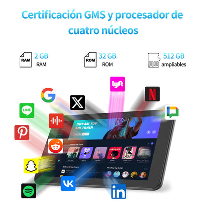 PRITOM 7 Inch Tablet PC 32 GB Android 13 with Quad Core Processor HD IPS Display Dual Camera WiFi with PU Protective Case