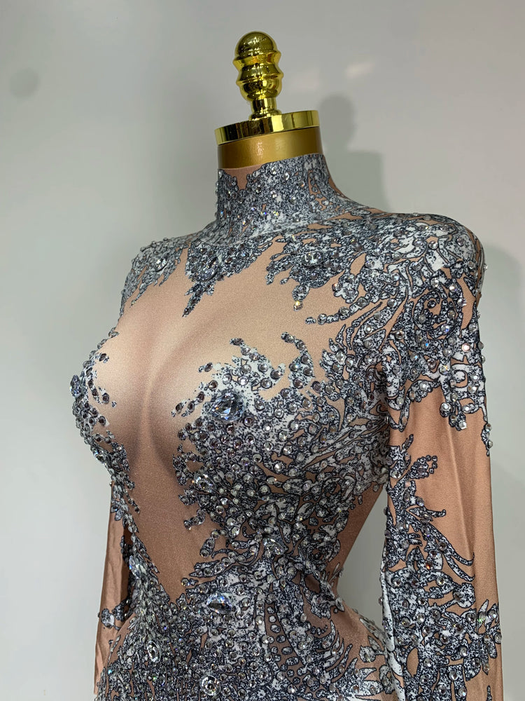 Sparkly Rhinestones Jumpsuit Fashion Sexy Stretch Dance Costume Nightclub Bodysuit Birthday Outfit Evening Party Leggings