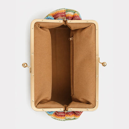Fashion Large Striped Clip Shell Shoulder Bag for Women Designer PP Straw Handbags Luxury Casual Summer Beach Woven Clutch Bags