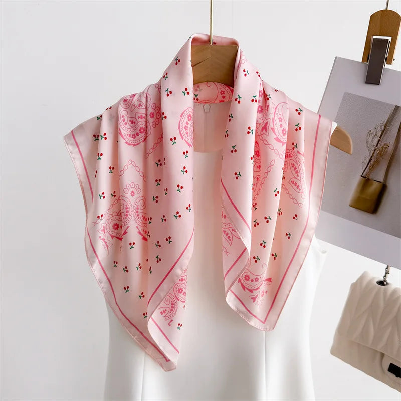70*70cm Zebra Stripes Print Head Scarf for Women Silk Square Scarves Foulard Bandana Fashion Decorate Hijab Female Neckerchief