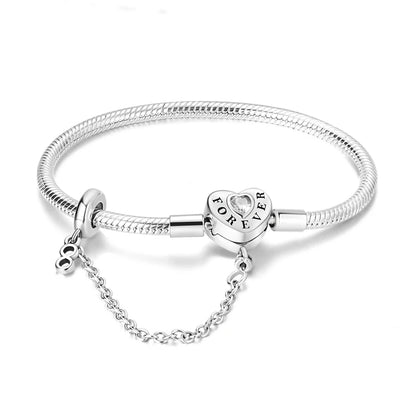 925 Sterling Silver Heart Love Snake Chain Bracelet Infinite Knot Butterfly For Women Fit Original Charms Beads Jewelry Gift
