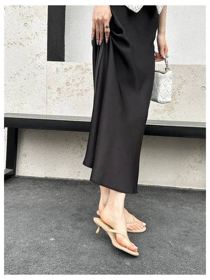2026 New Summer Thin Heels Slippers Sandals Narrow Band Slides Ladies Shoes Fashion Women Pumps Flip Flops Luxury Slippers Shoes