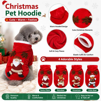 Christmas Dog Clothes Autumn and Winter Flannel Cats Dogs Hoodies Pet Clothes for Small Medium Dogs Christmas Dog Cat Costume