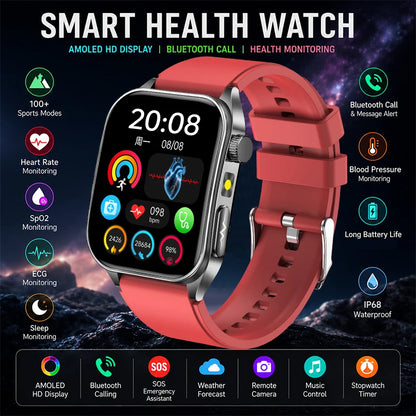 2026 New Health Smart Watch Laser Therapy Reduce Three Highs Blood Oxygen Pressure Uric Acid Blood Lipid ECG Smartwatch For Man