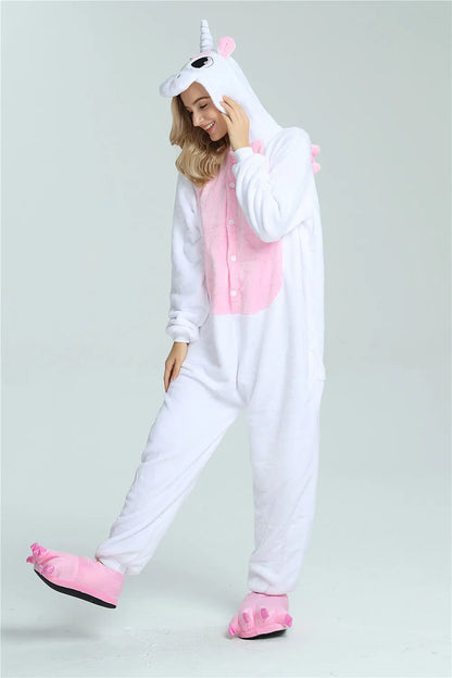 Women Cartoon Onesies Animal Pajamas Kigurumi Unicorn Onesie For Adults Long Sleeve Pyjamas Halloween Anime Cosplay Costumes