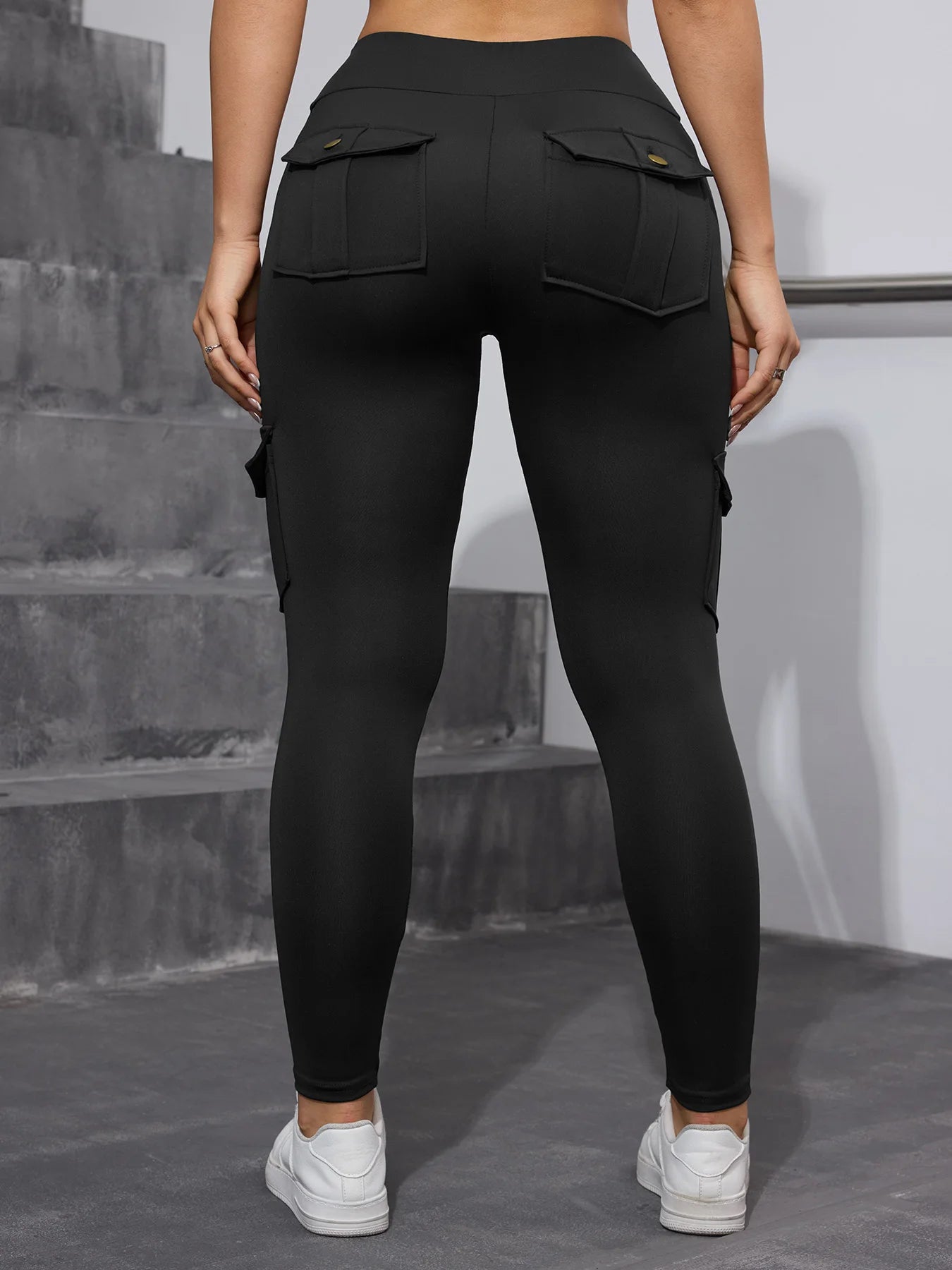 Camouflage Printed Women's Leggings With Pocket Sports Cargo Pants High Waist Slim Fit Tight Pants