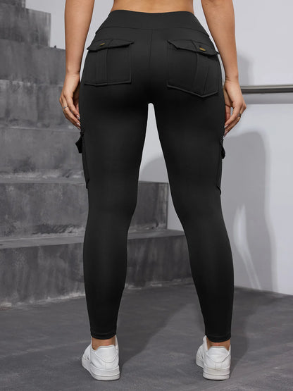 Camouflage Printed Women's Leggings With Pocket Sports Cargo Pants High Waist Slim Fit Tight Pants