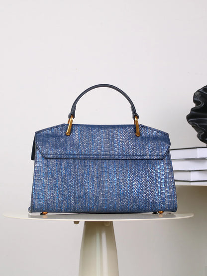 2026 New Retro Blue Snake-Shaped High-Grade Handbag Fashion Luxury Handbag Lightweight Large-Capacity One-Shoulder Messenger