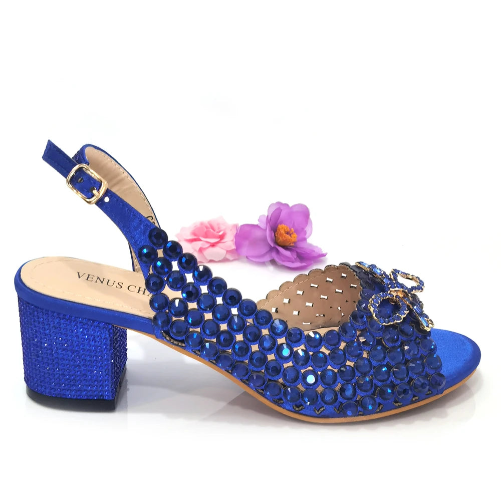2024 New Italian Design Full Drill Elegant Wine Evening High Heels Wedding Party Shoes Matching Clutch Handbag
