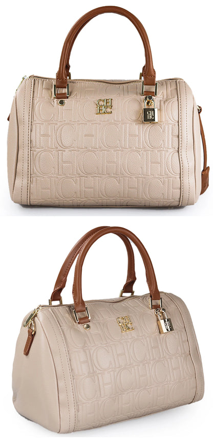 CH Boston Bag Women Metal Lock Handbag Double Top Handle Detachable Crossbody Strap Daily Travel Ladies Shoulder Purse