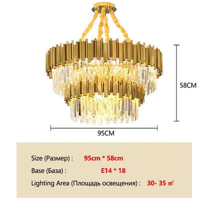 Gold K9 Crystal Tricolor Chandelier Luxury Modern LED Ceiling Light for Living Room Dining Room Bedroom Ceiling Lights