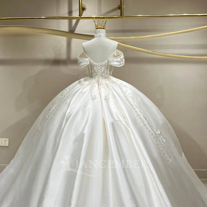 Gorgeous Ball Gown Wedding Dresses Bride Gown Customized Scoop Neck Short Sleeves Lace Tassel Bridal Dresses свадебное платье