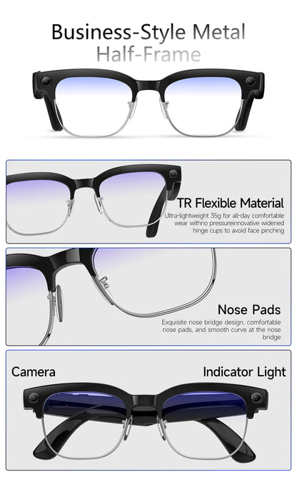 800W Pixel 4K HD Camera Smart Glasses AI Translation Video Recording Photo Music Play Voice Call Sunglasses Men Women Mototcycle