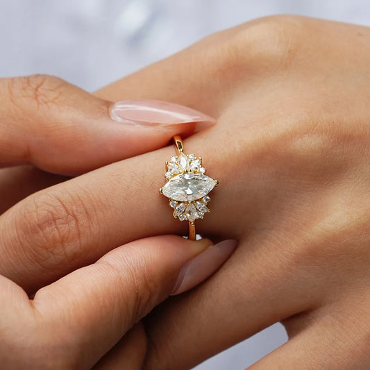 Luxury Six-claw18K Pure Gold Diamond Moissanite ring au9999 pure gold simple and versatile wedding jewelry gift