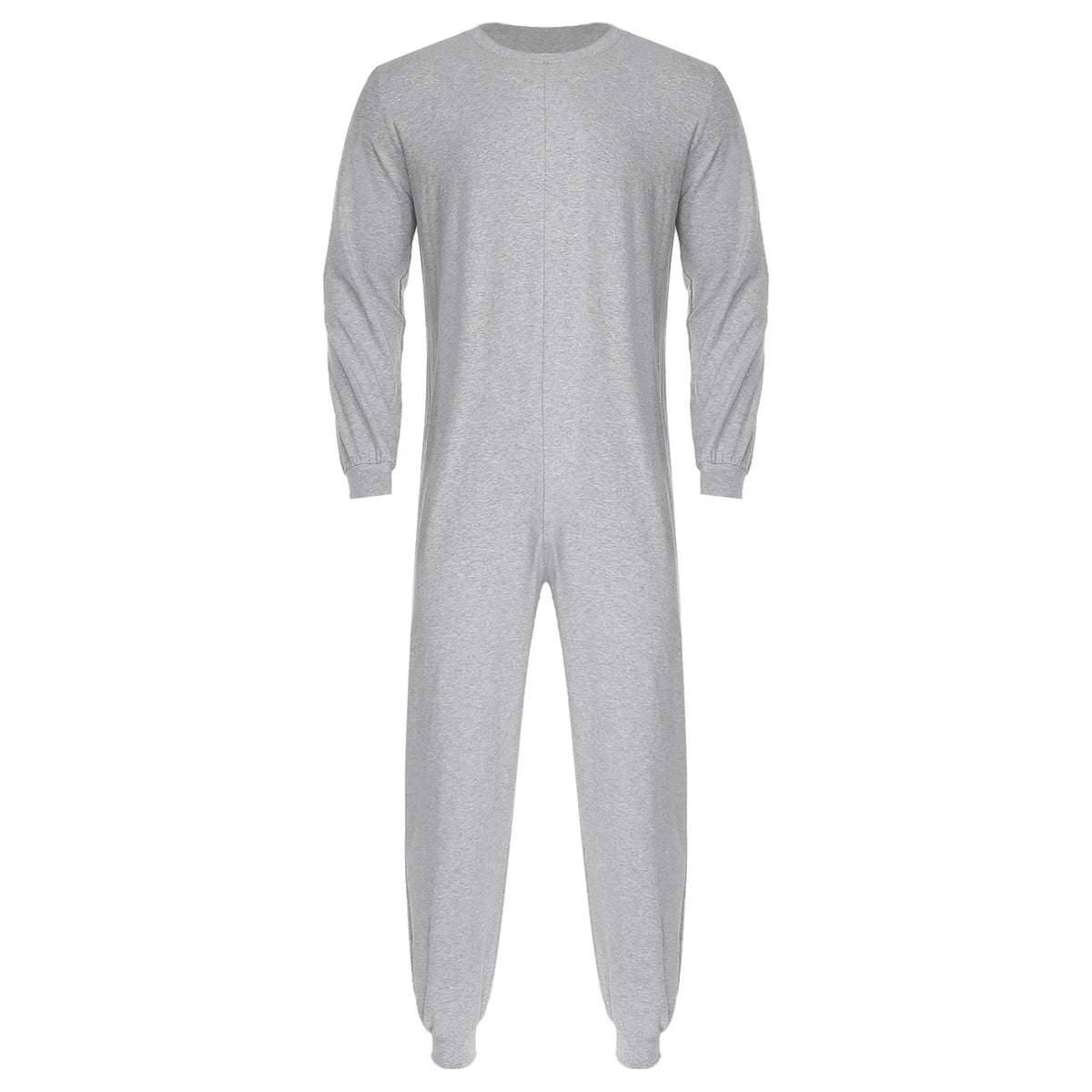 Adult Unisex Elderly Anti-Strip Adaptive Jumpsuit Solid Color Crew Neck Long Sleeve Back Zipper Rompers Special Needs Clothing