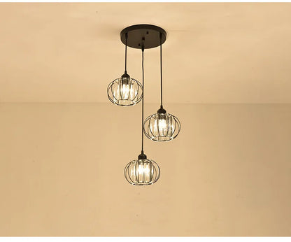Crystal LED Pendant Lights For Dining Room Living Room Nordic Black Iron Shade 1/3 Lights Kitchen Decor Hanging Ceiling Lamp