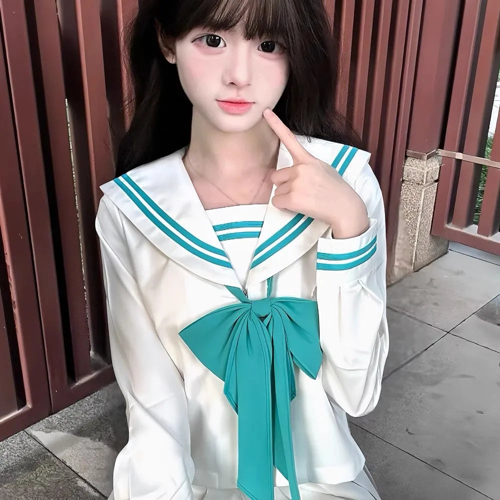 Student Clothes Sailor Outfit White Pink Japanese School Jk Uniform Sailor Fuku Korean Women's High School Girls Seifuku
