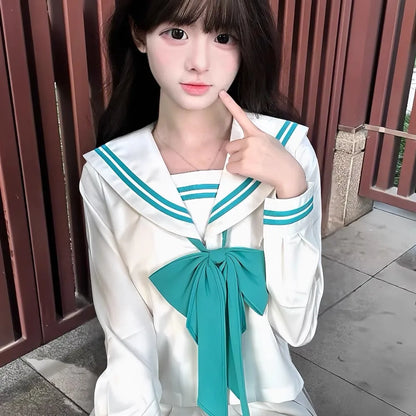 Student Clothes Sailor Outfit White Pink Japanese School Jk Uniform Sailor Fuku Korean Women's High School Girls Seifuku