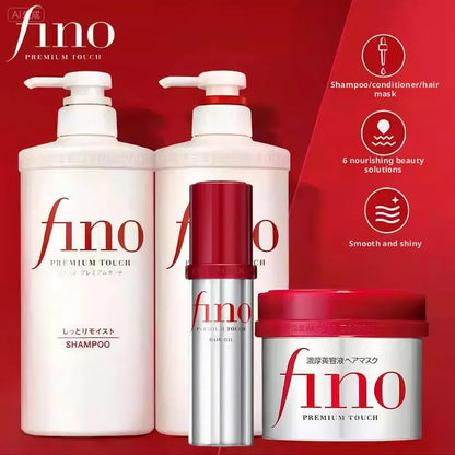 Fino Shampoo/Conditioner/Premium Touch Hair Mask, Repair Damaged Hair Oil Control Smooth Frizzy Hair for Silky, Voluminous Locks