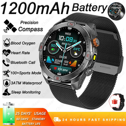 ChiBear Genuine Military Smart Watch Men: 1200 mAh Battery Compass GPS Sports Outdoor Watch Bluetooth Call Smartwatch 2026 New