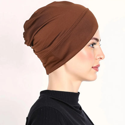 Soft Modal Inner Hijab Cap Muslim Stretch Turban Cap Islamic Underscarf Bonnet Hat Female Headband Tube Cap Turbante