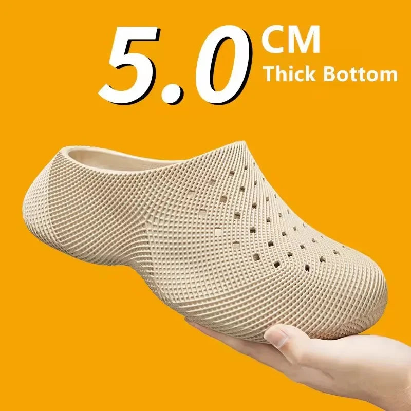 New Summer Fashion Couple Slippers EVA Baotou Men's Sandals Outdoor Thick Bottom Hole Shoes Luxury Beach Men Garden Shoes