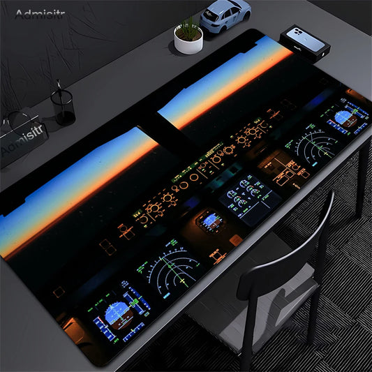 Starry night city night view mouse pad airplane cockpit mouse pad desk pad large rubber non-slip gaming mouse pad 900x400mm Xxl