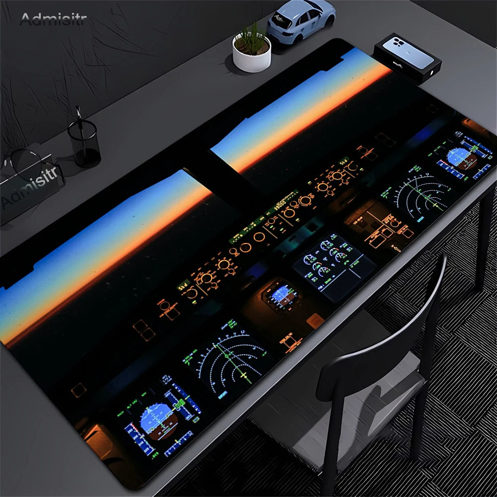 Airplane Dashboard Mouse Pad Large Rubber Base Anti-slip PC Desk Accessories Mousepad for Office & Gamer Keyboard Mats Decor Mat