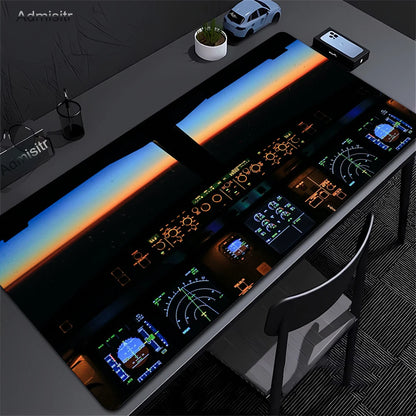 Airplane Dashboard Mouse Pad Large Rubber Base Anti-slip PC Desk Accessories Mousepad for Office & Gamer Keyboard Mats Decor Mat