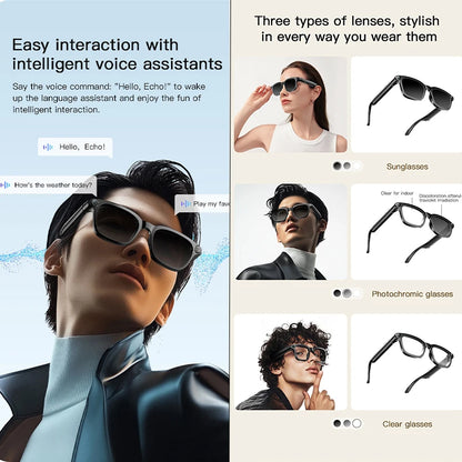 2026 New Smart Glasses 800W HD Camera Video Record AI Assistant Touch Control Translation HD Audio 300mAh Battery Smart Glasses