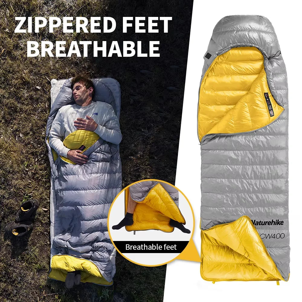 Naturehike Camping Sleeping Bag CW400 CW700 CW1000 Duck Down Sleeping Bags Ultralight Outdoor Hiking Waterproof Sleeping Bags