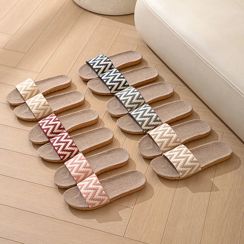 Hemp Casual Women's Slippers Home Flats Spring Summer Luxury Designer Woman Shoes Fashion Indoor Slides Ladies Soft sole Elegant