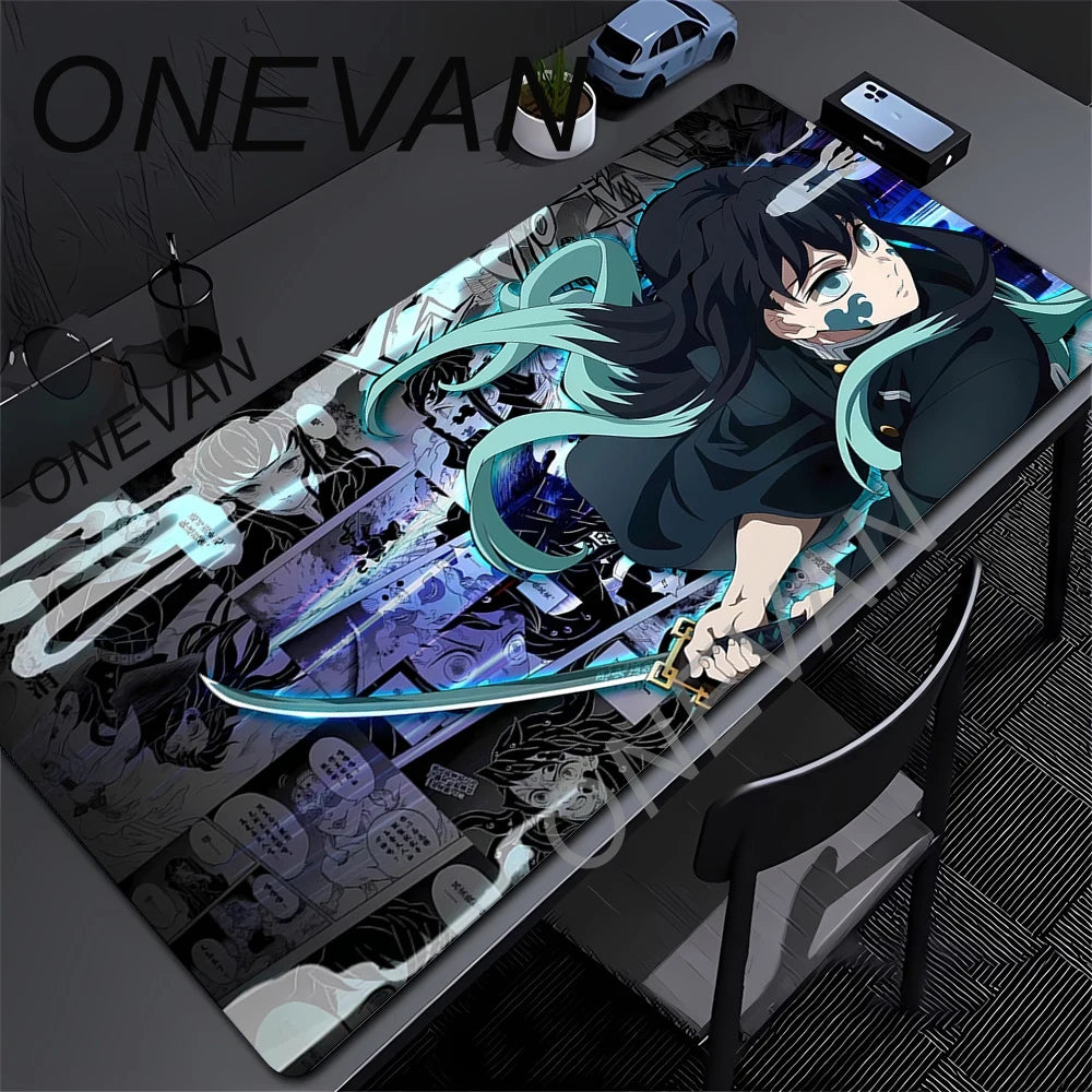 Mouse Pad Gaming Laptops Keyboard Mat Xxl Pc Desk Protector Deskmat Gamer Mats Anime Demon Slayers Rengoku Kyoujurou Pc Mousepad